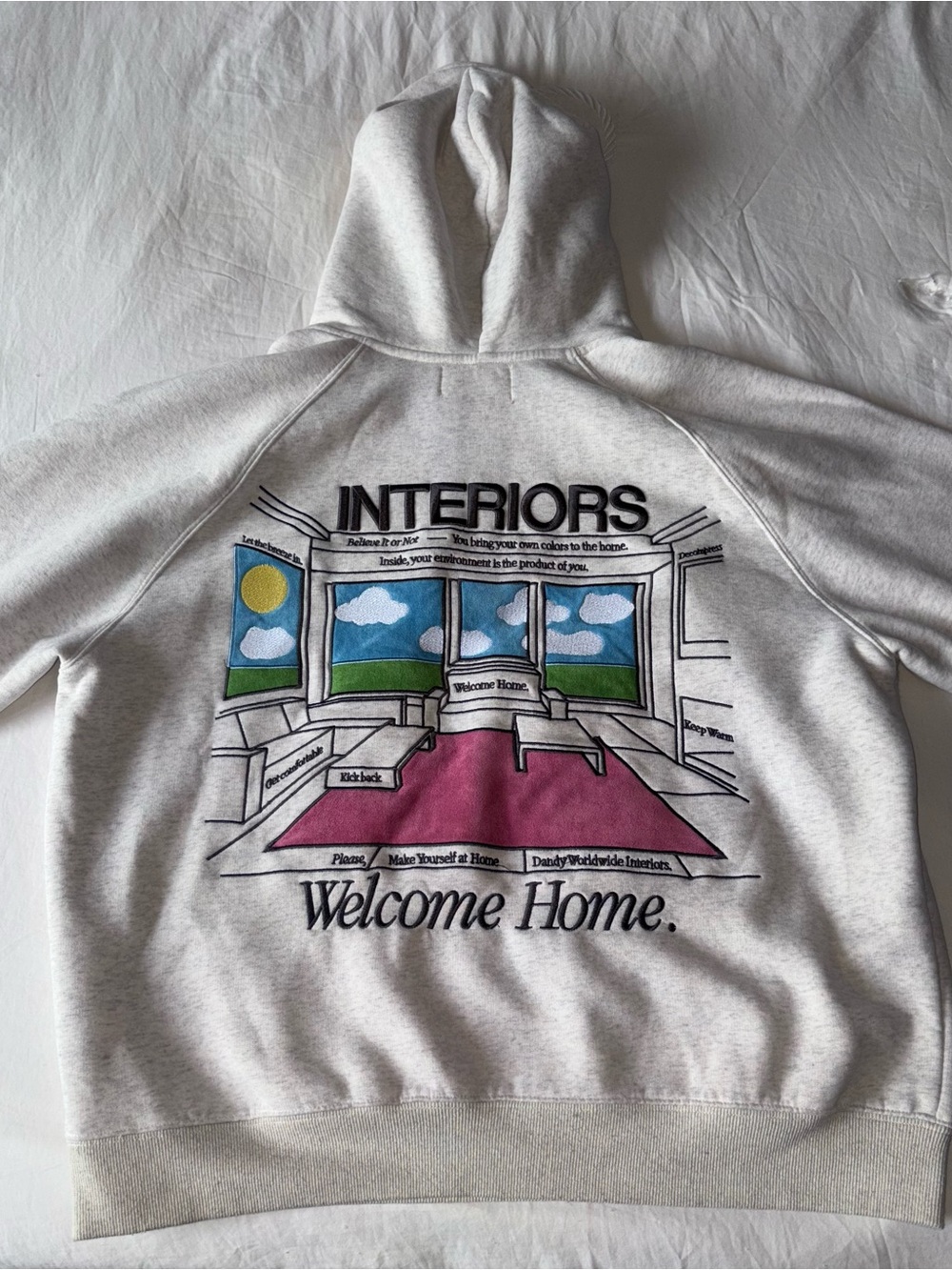 Welcome Home Graphic Hoodie - Light Heather Gray